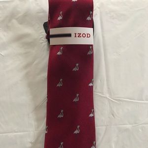Izod Winter/Christmas Ostrich 100% Silk Tie